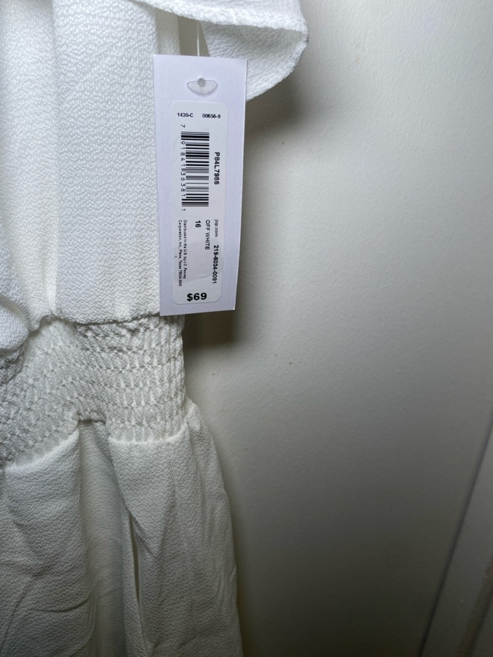 White Ruffle-Smock Mini Dress with Flutter Sleeves - Picture 2 of 5